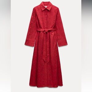 ZARA Eyelet Red dress